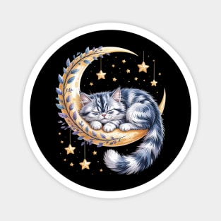 Crescent Moon British Longhair Cat Highland Straight Magnet